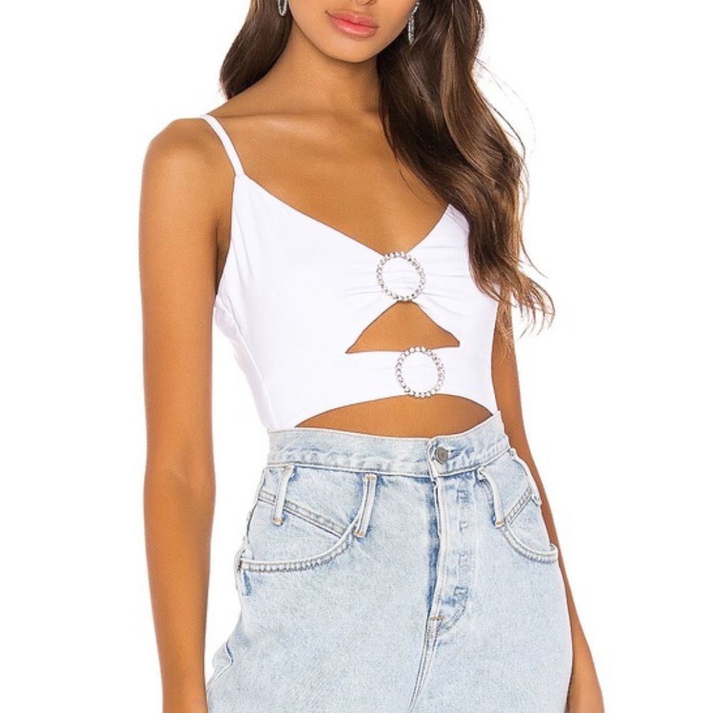 White Superdown cutout bodysuit